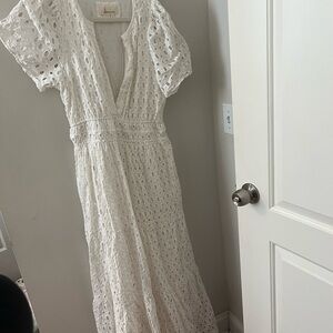 Anthro White Maxi Lace Dress